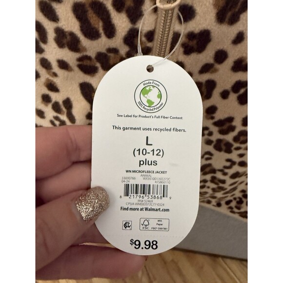 NWT girls L large 10–12 Plus fleece jacket Brown Cheetah full zip wonder Nation - Picture 4 of 6